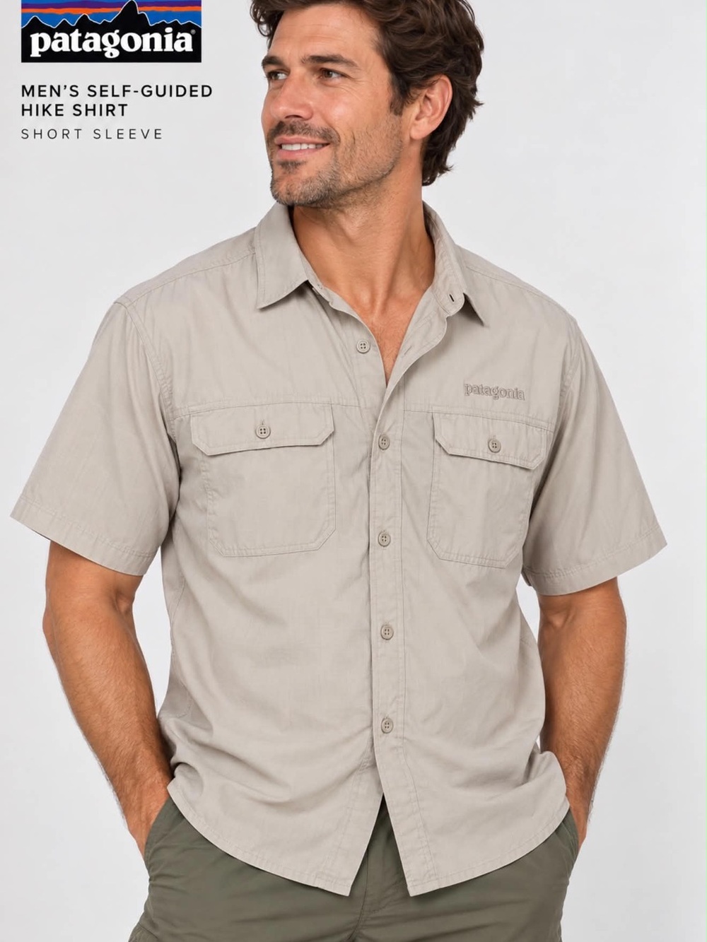 Patagonia Men’s Short-Sleeve Button-Down Shirt — Beige